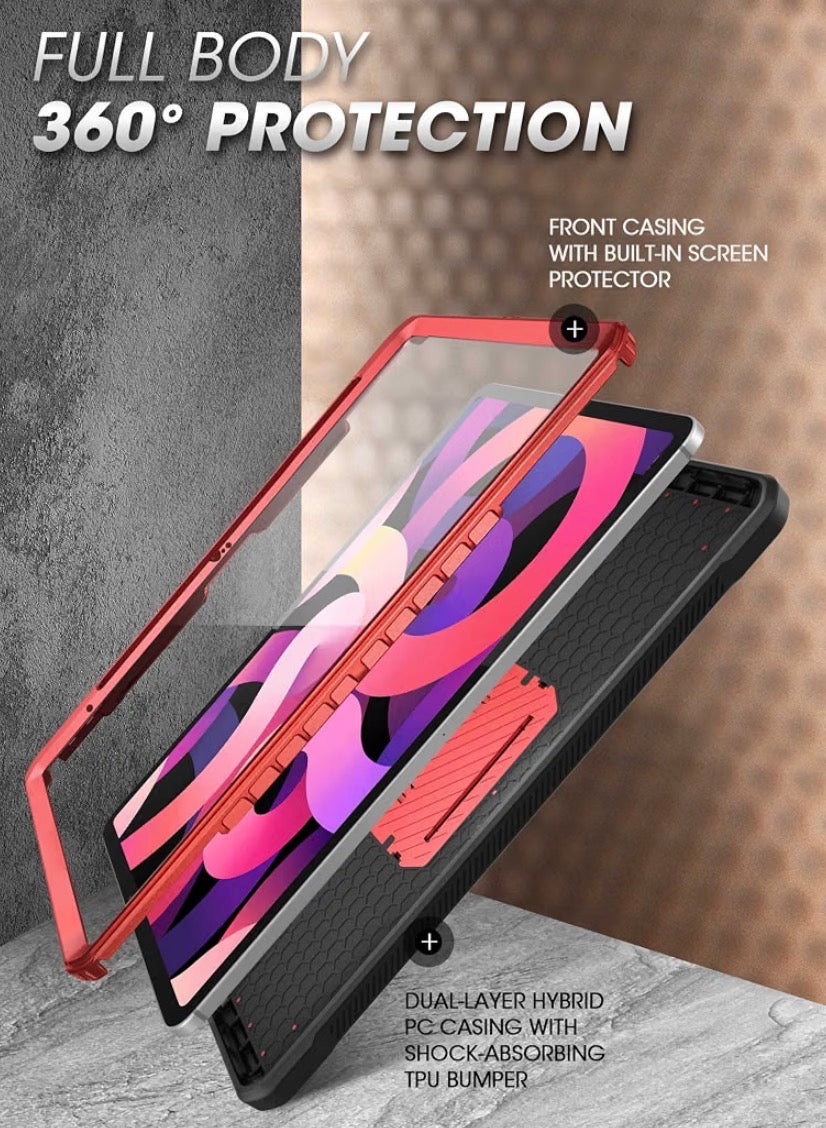 for iPad 11th Gen A16 11" 2025 Case with Screen Protector, Red, Built-in Stand & Pencil Holder, Military-Grade Protection, Protective Cover for iPad 10th Gen 10.9" 2022, Unicorn Beetle Pro