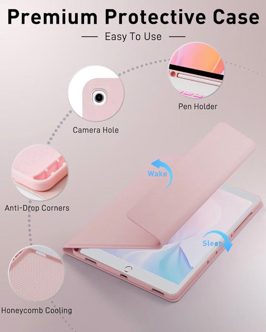 for iPad mini 5 (2019) & Mini 4 (2015) Case with Keyboard for iPad mini 5th 4th Generation 7.9" - 7 Color Backlit Keyboard Case - Built in Pencil Holder with Mouse - Pink