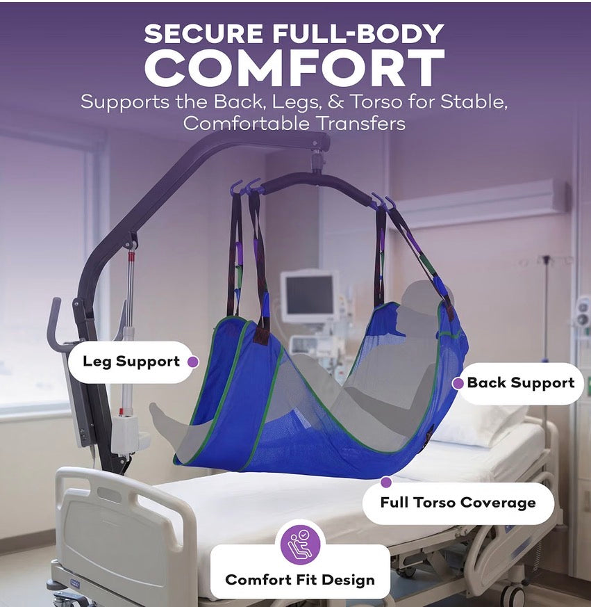 ProHeal Patient Lift Sling, Full Body Mesh with Commode Opening, 600 lbs Capacity - Transfer Sling for Shower, Toileting, Large 56" x 43.5" - Compatible with Hoyer, Drive, Invacare, Lumex