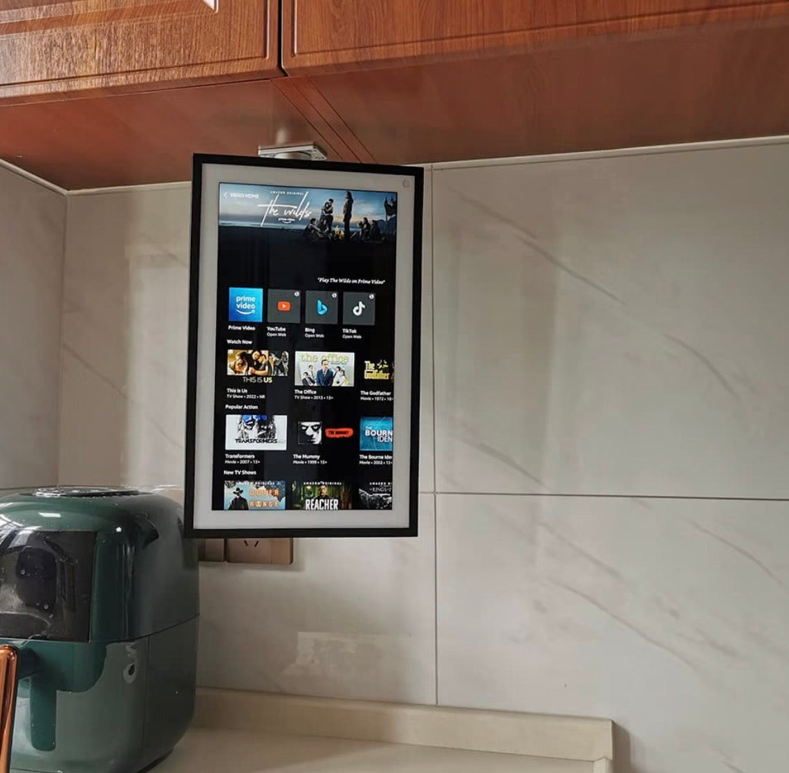 Under-Cabinet Mount， for Echo Show 15, Keeps Echo Off The Counter and Turns Side to Side, Ceiling or Under-Cabinet Mount Silver 026-02