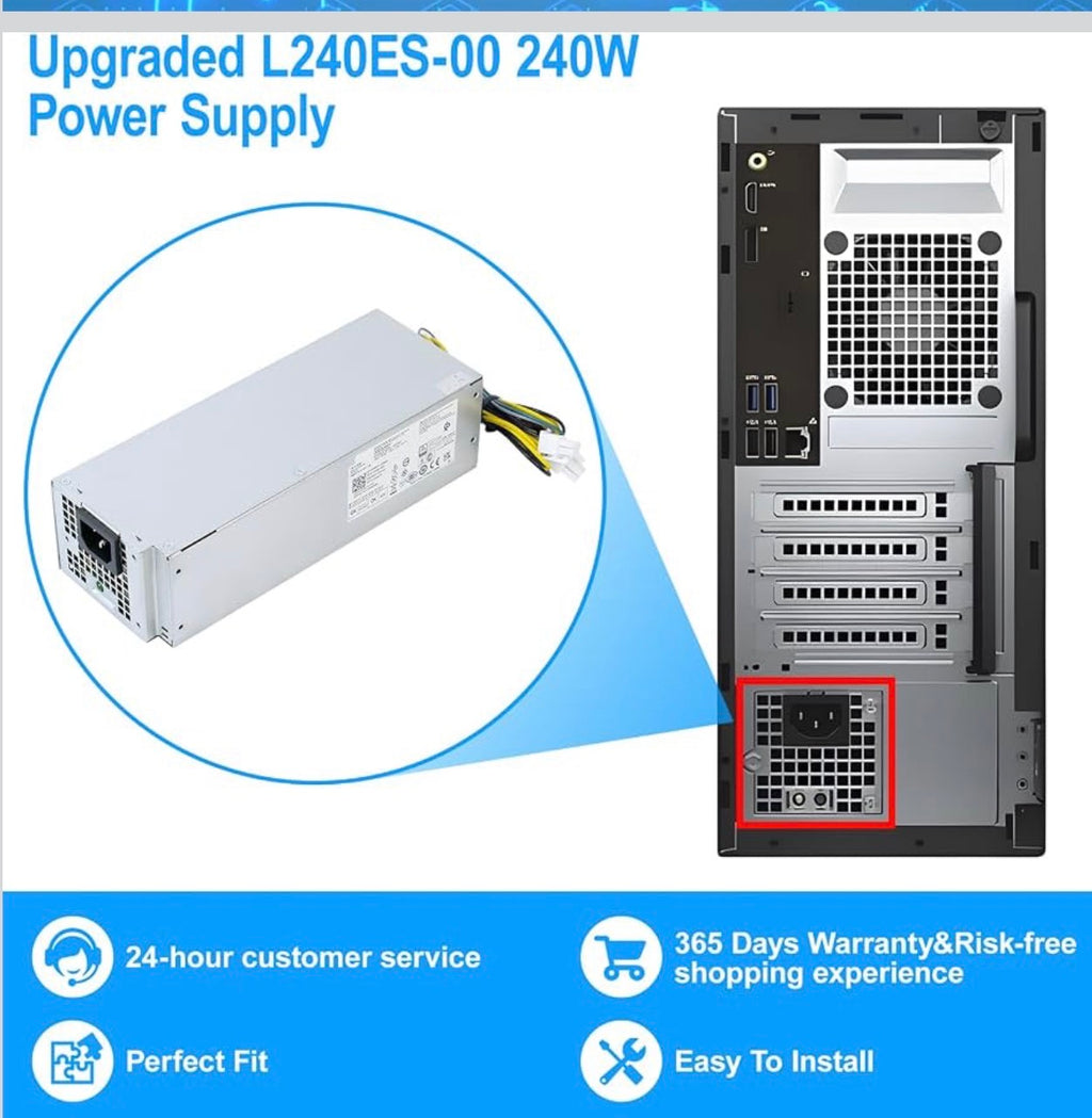 Upgraded L240ES-00 H240ES-02 240W Power Supply B240AM-02 PSU Compatible with Dell Optiplex 3050 5050 7050 Mini Tower J61WF DK87P DHVJN F484X DW3M7 HT04K L240ES-00 H240NM-00 HU240AS-00 Power Supply