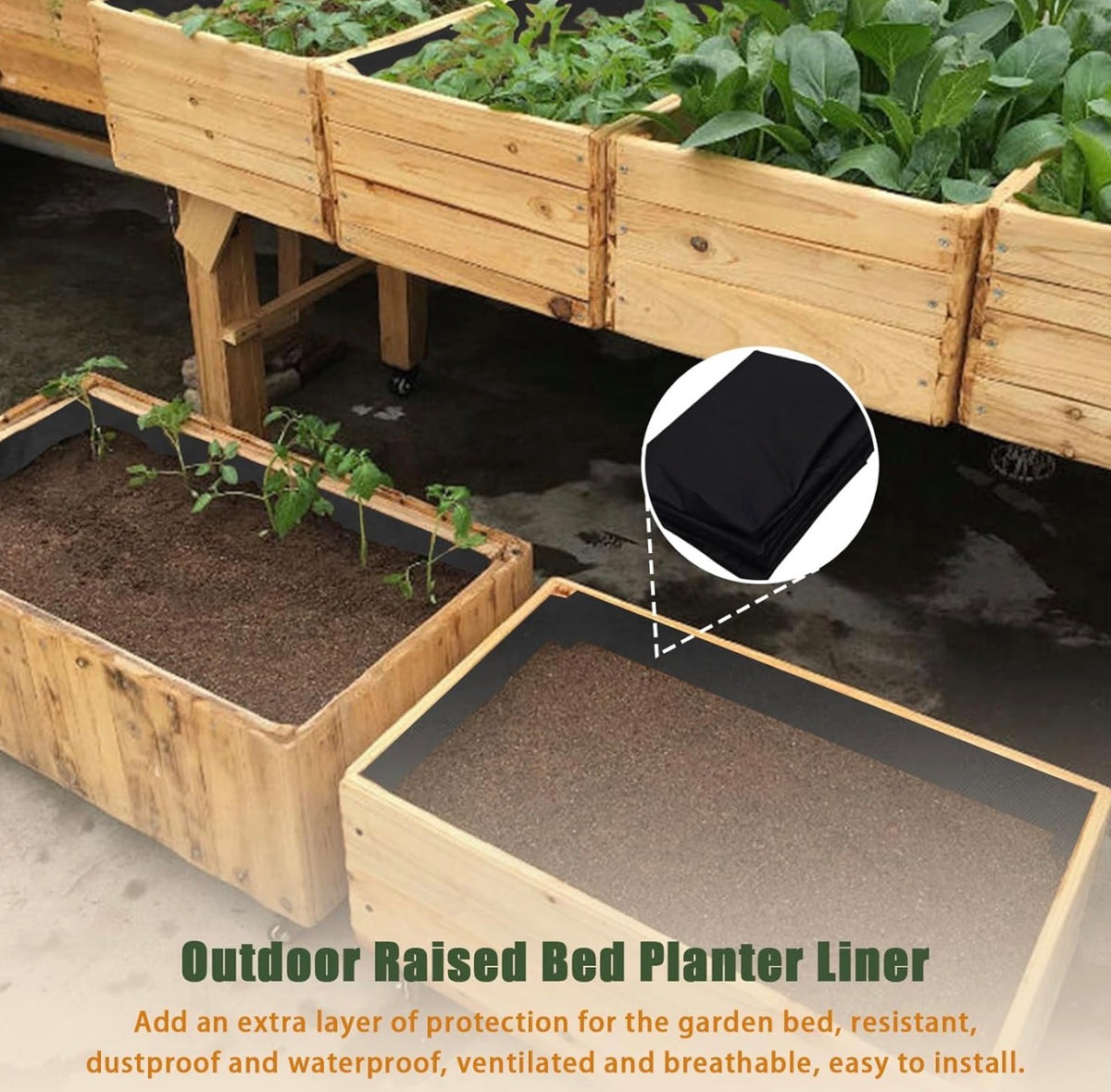 63” x 83” inch Raised Garden Bed Liner, Non Woven Fabric Liner for Large Veg Trough, Keeps Soil Contained and Water Drained