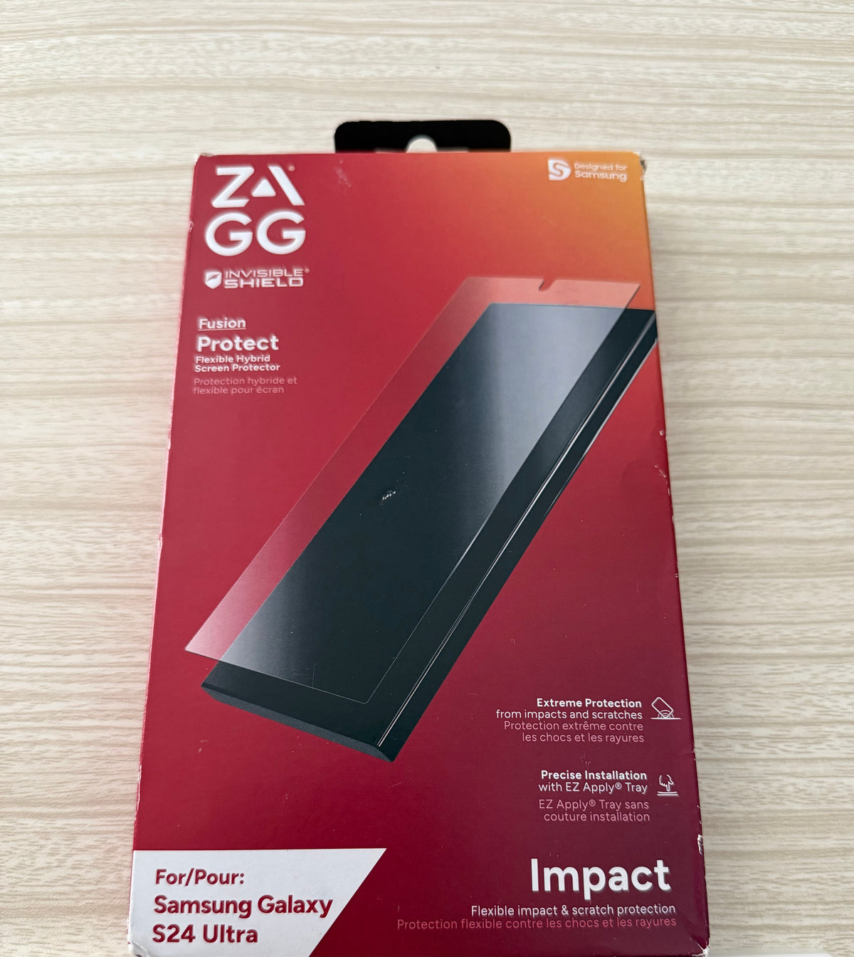 ZAGG InvisibleShield Fusion Samsung Galaxy S24 Ultra Screen Protector - Flexible Hybrid Protection, Unbreakable Polymer, High-Definition Clarity, Eco-Friendly, Biometric Tech Compatible