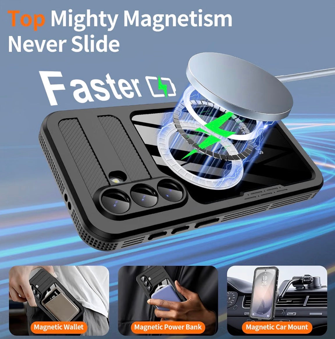 for Samsung Galaxy S26 Case Waterproof, Galaxy S26 Case with Built-in Screen & Lens Protector, Shockproof Full Body Protection Phone Case, Compatible with MagSafe/Wireless Charging, Black