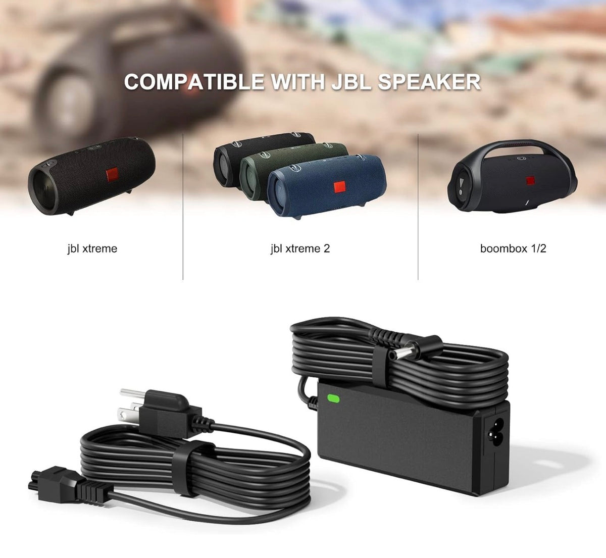 19V Replacment for JBL Xtreme 2 Charger Compatible with JBL Xtreme, Xtreme 2, Boombox 1/2, Extreme Portable Wireless Bluetooth Waterproof Speaker 8.8FT Replacment for JBL Speaker Power Cord