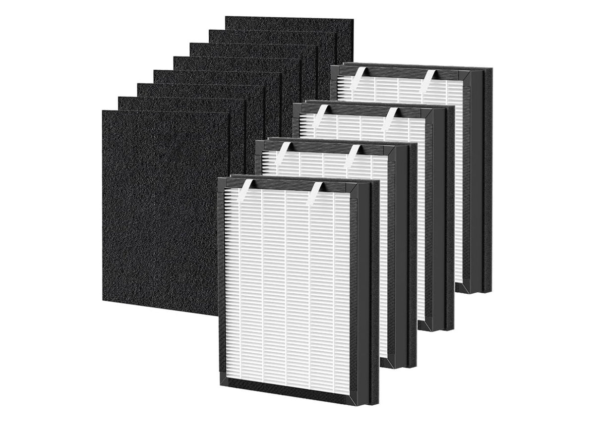 P358 Replacement Filters Compatible with HEAPETS P358 Pet Air Purifier, 4 Hepa Filters and 8 Activated Carbon Pre-filters for Pet Household, Compare Part #PJ358-2LX6JDM