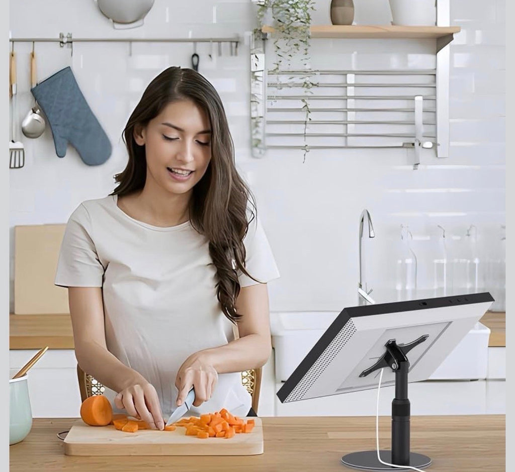 Metal Stand for Echo Show 21 & Show 15, 21cm Lift, Swivel & Tilt
Aluminum Alloy, 360° Swivel, 90° Tilt, Kitchen Used, Rotatable Stand, Space-Saving, Echo 21 Stand, Desktop Base for Echo 15 - Silver