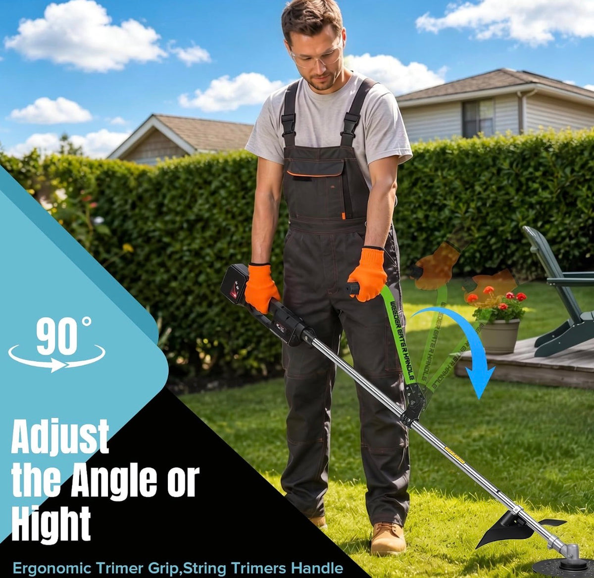 Weed Eater Handle, String Trimmers Handle with Gloves, Trimmer Grip Extension for Enhanced Back Protection, Lawn Trimmer Handle Grip for Yard Trimming