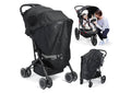 Stroller Sun Shade Cover - Universal Fit Sun Protection, Black, Removable Stroller Shade Extender with Zipper, Breathable & Stable, Block UV, All-around Protection for Summer
