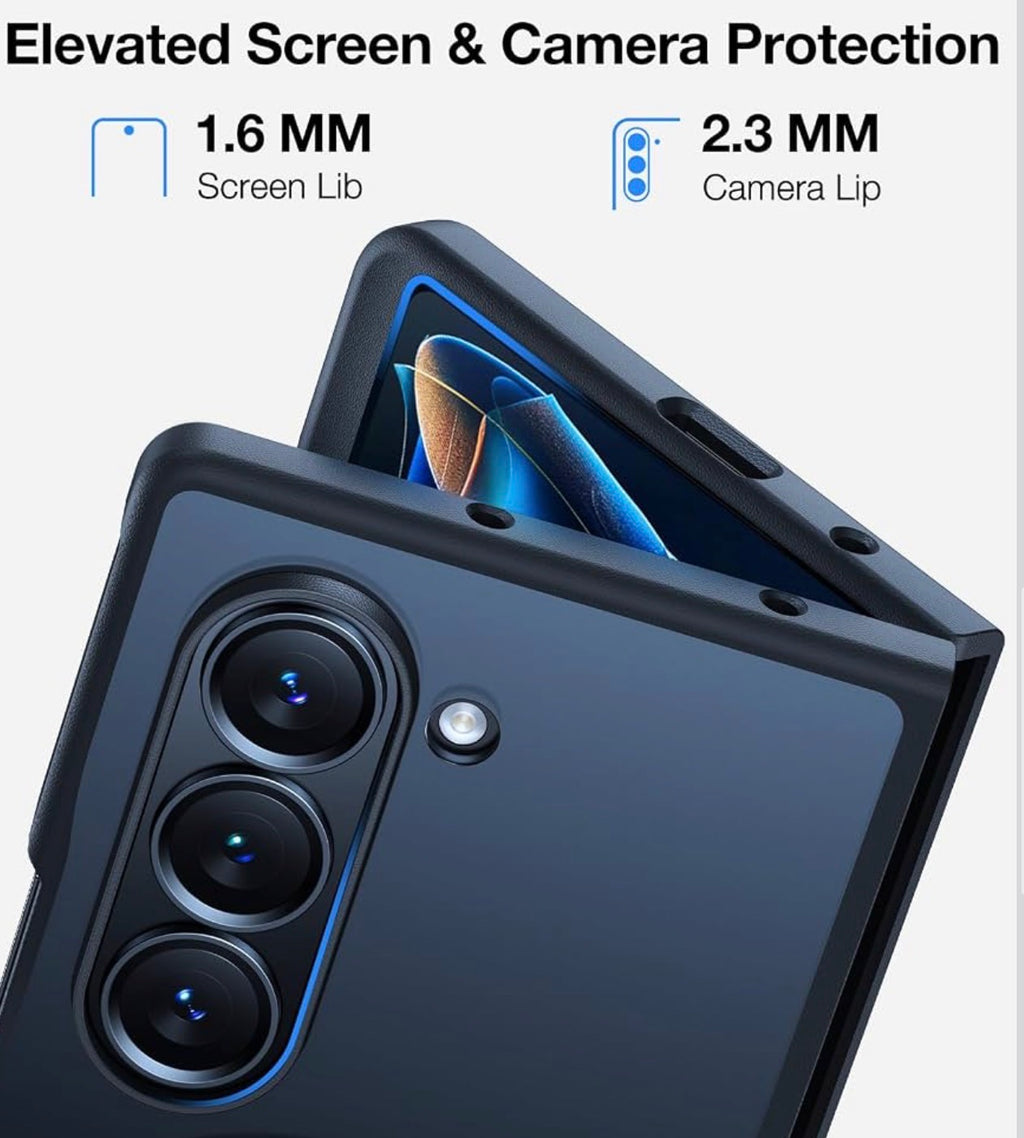 TORRAS Magnetic Shockproof Compatible with Samsung Galaxy Z Fold 6 Case with S Pen Holder, [Compatible with Magsafe] [Military Grade Drop Tested]Translucent Slim Phone Case for Samsung Z Fold 6, Black