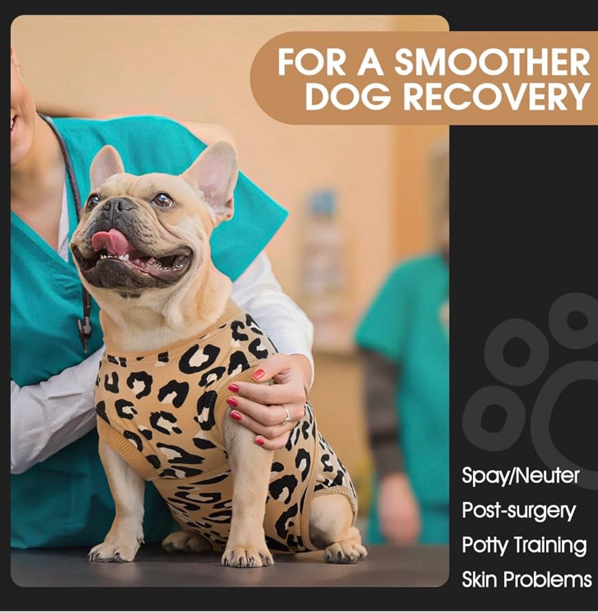 Dog Surgery Recovery Suit, Soft Breathable Neuter Suit for Male Dogs, Post Neuter Surgery Suit, Alternative to Cone of Shame, Wound Care for Dogs, Anti-lick Dog Recovery Suit Brown Leopard, Large
