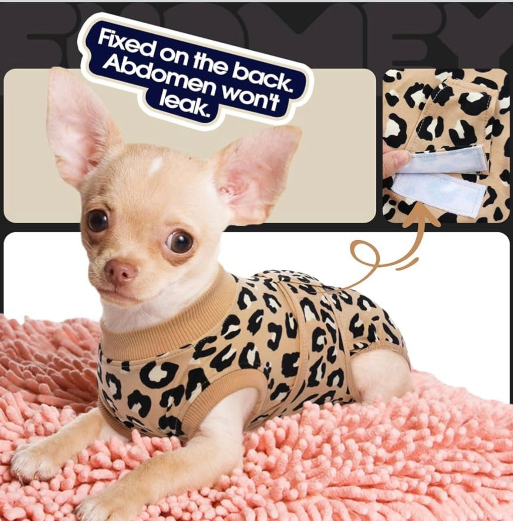Dog Surgery Recovery Suit, Soft Breathable Neuter Suit for Male Dogs, Post Neuter Surgery Suit, Alternative to Cone of Shame, Wound Care for Dogs, Anti-lick Dog Recovery Suit Brown Leopard, Large