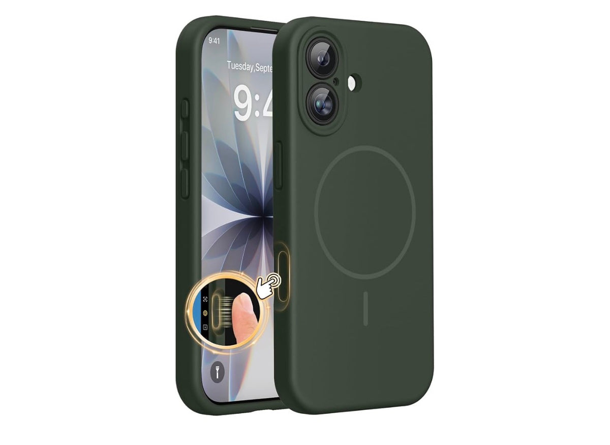 Miracase Silicone & Magnetic for iPhone 17 Case, Dark Green
Compatible with MagSafe, Silicone Camera Control Cover, Soft Microfiber Lining, Shockproof Drop Protection Phone Case for 17