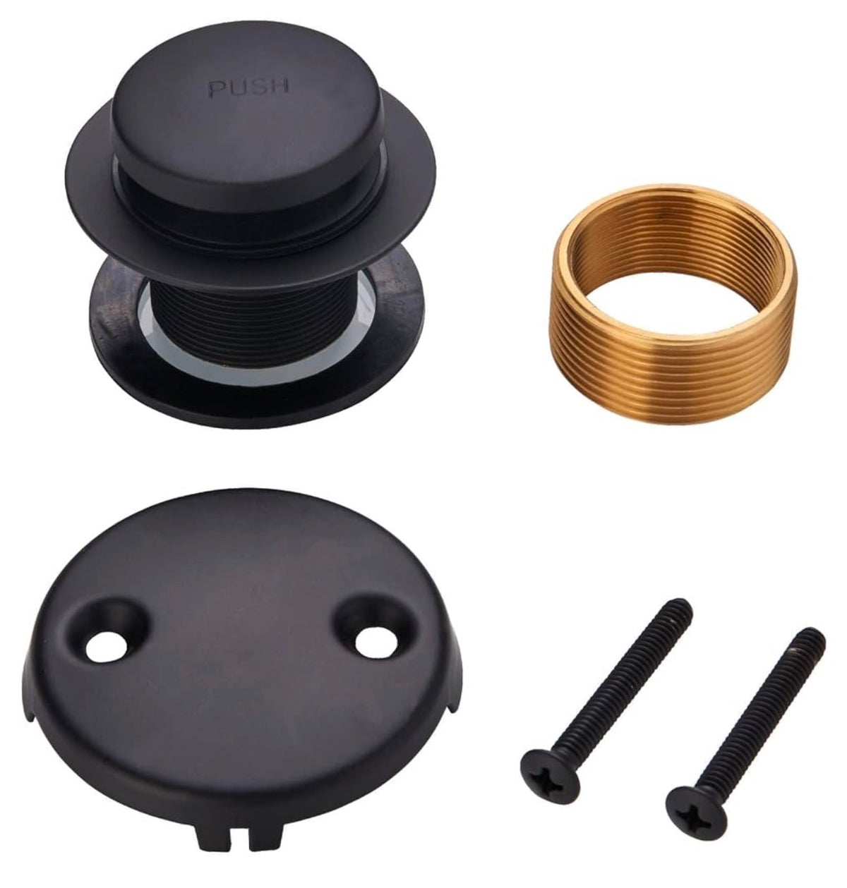 Matte Black Bath Tub Drain Trim Bathtub Drain Kit 2 Hole Overflow, 304 Stainless Steel & Brass Tub Drain,Tip Toe Tub Replacement Conversion Kit,Fits 1-3/8 & 1-1/2 Bathtub Drain,Easy Install