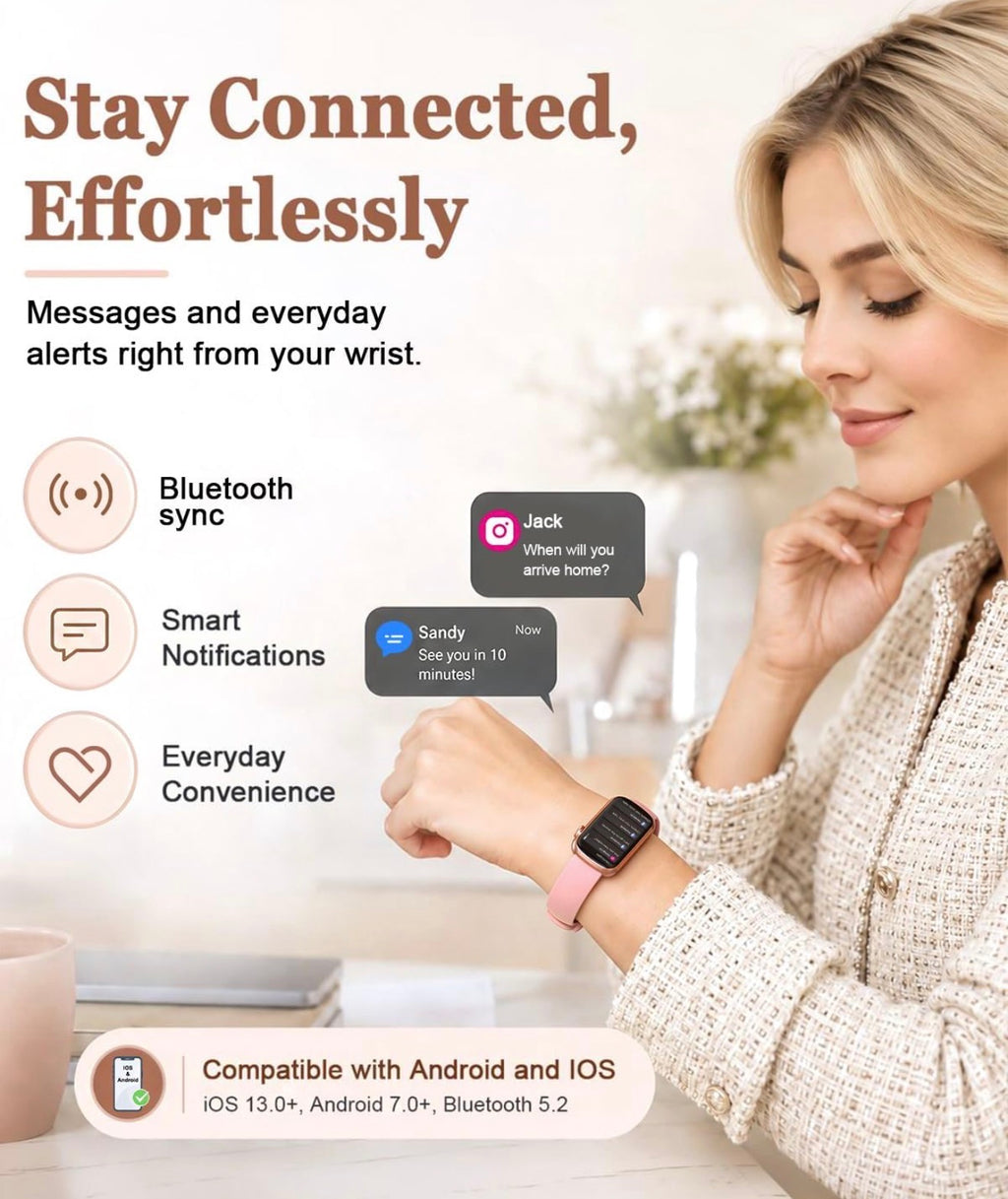 Health Fitness Tracker - 24/7 Heart Rate Monitor & Activity Tracker, Step Counter, Blood Pressure Monitor, Blood Oxygen Monitor, Sleep Tracker, IP68 Waterproof, Slim, Women Health Tracker