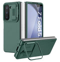 Nillkin - Samsung Galaxy Z Fold 5 Case with Metal Kickstand [Slide Camera Cover] CamShield Silky [Liquid Silicone ] Case for Galaxy Z Fold 5 5G Slim Pockets Fit Protective Case Green