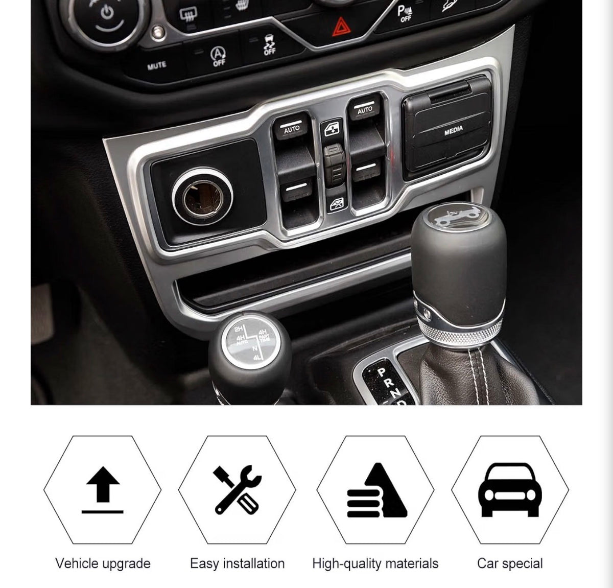 Control Panel Trim Cover Center Console Decoration Interior Accessories for Jeep Wrangler JL JLU & Gladiator JT 2018-2024, Silver