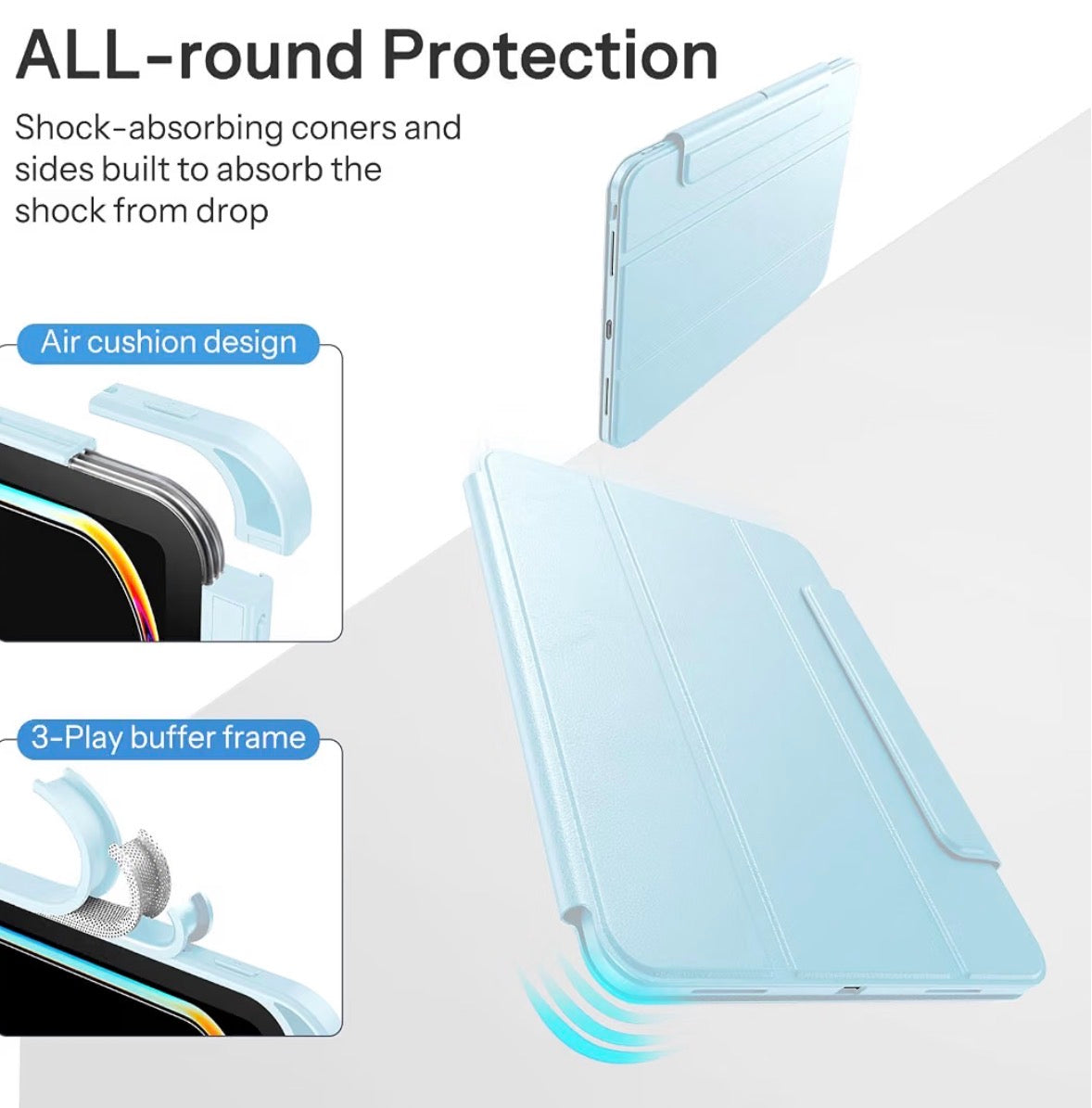 Magnetic Case for iPad Pro 13 Inch M5/M4 [2025/2024 8th/7th Gen] Detachable Hybrid Protective Case with Pencil Holder, Portrait/Landscape Stand, Durable Protection, Auto Wake/Sleep-Blue