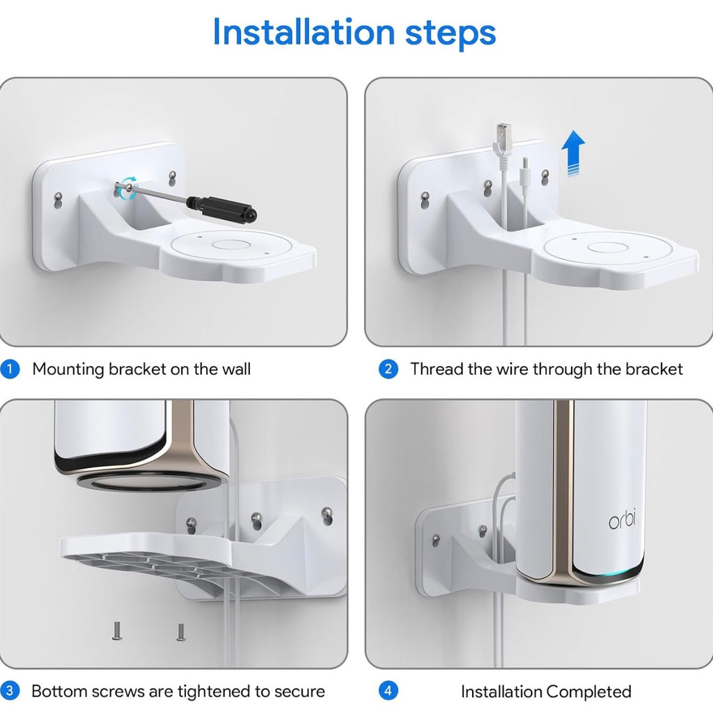 Wall Mount Holder for Netgear Orbi WiFi 7 Router, 2-Pack, Fits Orbi 970 870 770 Series & Nighthawk WiFi 7 Mesh System, Secure Router Shelf to Save Space & Boost Signal, (RBEWMB-10000S)