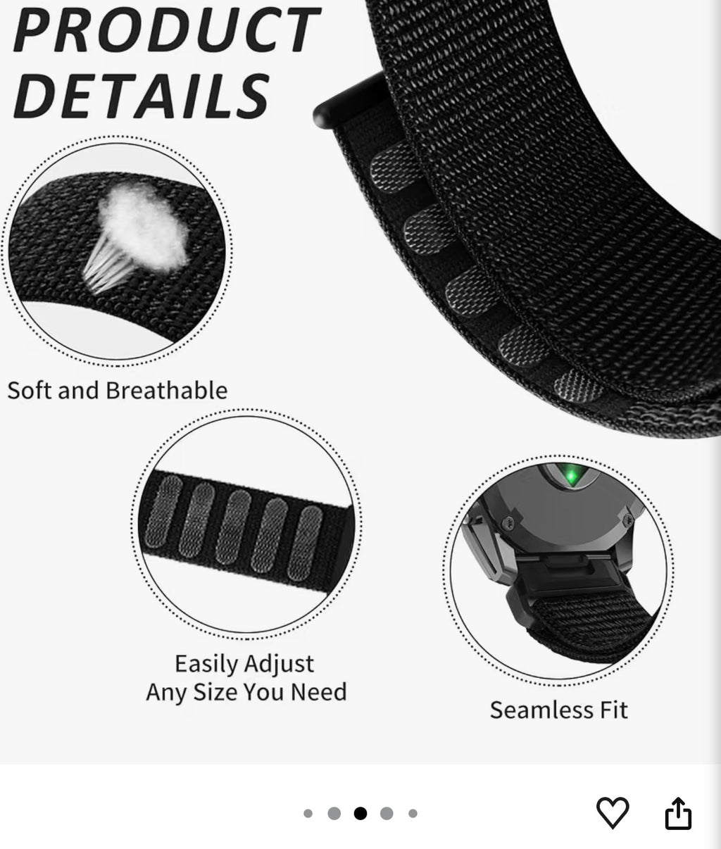 26mm Watchband Compatible with Garmin Fenix 8 pro/tactix 8 AMOLED-51mm/Fenix 7X/6X/5X/7X Pro/6X Pro/5X Plus/3 HR,Nylon Elastic Braided Strap For Descent Mk2i/3i/quatix 8 51mm/Enduro3, 2 Pack