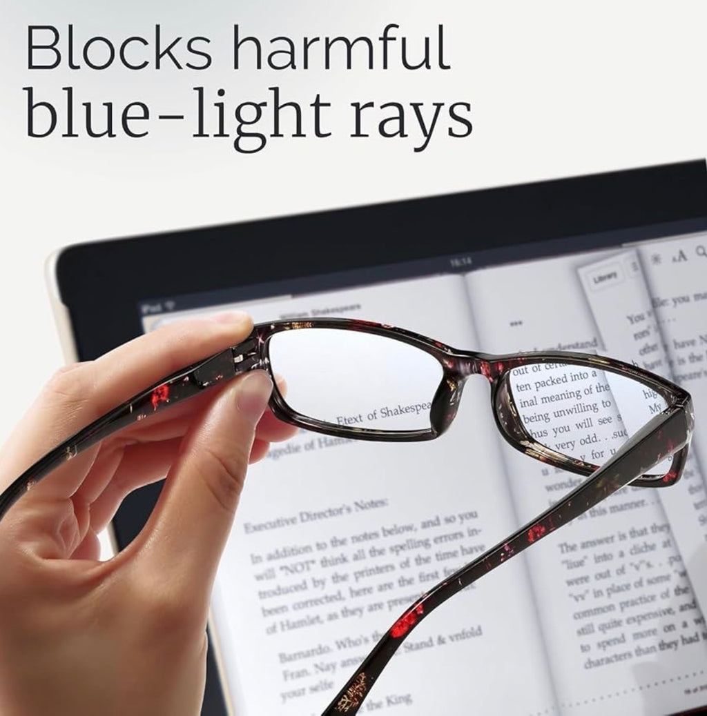 Reading Glasses for Women, 6 pack Fashion Readers for Women Men Spring Hinge Eye Glasses, Blue Light Reading Glasses, 2.00 x