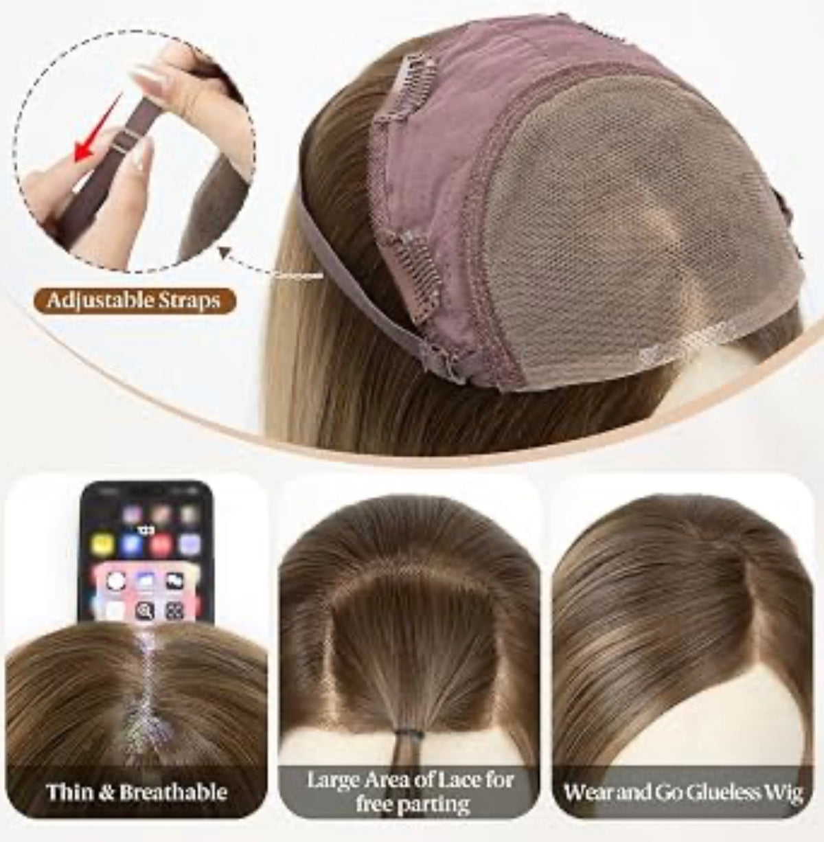 Lace Front Hair Toppers with Band for Women 5.5x4 Pre-cut Closed Lace Hairline Synthetic Straight Hair Wear and Go Glueless Toppers for Beginners Chestnut