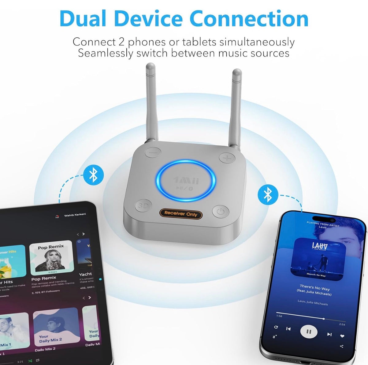 B06Pro Bluetooth 5.3 Receiver for Home Stereo, Hi-Fi Audio Adapter
Long Range, aptX HD Low Latency, AUX RCA Optical Coaxial, Wireless Music Streaming from Your Phone to Old Stereo Systems