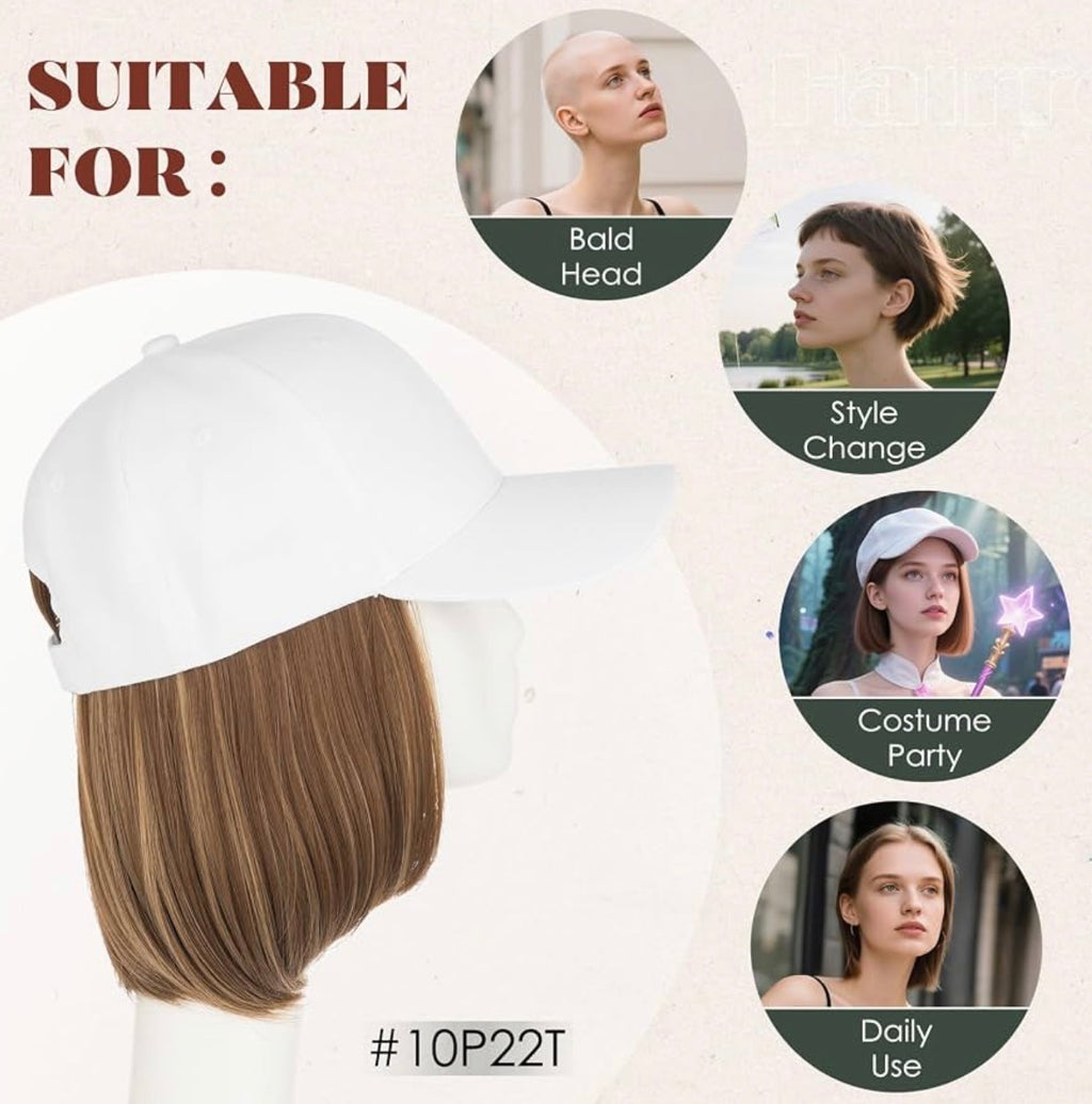 Wig Hat For Women Baseball Cap With Hair Extensions Synthetic Fake Hair 6" 150g #10P22T