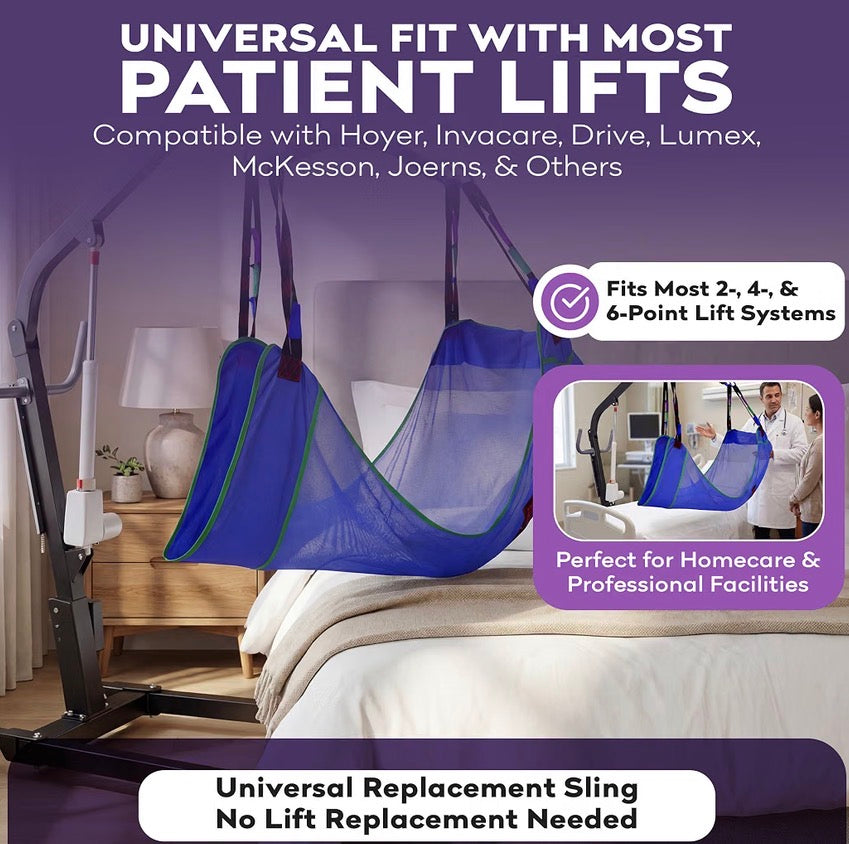 ProHeal Patient Lift Sling, Full Body Mesh with Commode Opening, 600 lbs Capacity - Transfer Sling for Shower, Toileting, Large 56" x 43.5" - Compatible with Hoyer, Drive, Invacare, Lumex