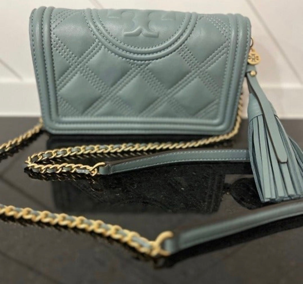 Tory Burch - Fleming Soft Wallet Crossbody - Arctic (Medium Blue Green)