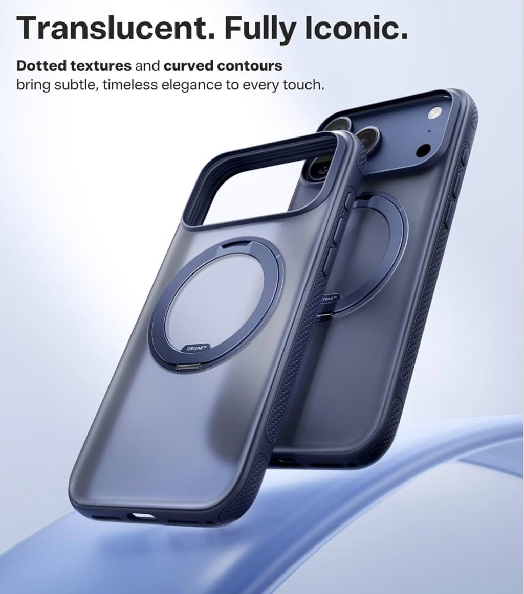 TORRAS for iPhone 17 Pro Case, 360 Magnetic Stand, Translucent Deep Blue
[Fit for MagSafe] [360° Rotating Kickstand] 4X Mil-Grade Shockproof, Camera Button, Slim, O3 Fitness Series, 6.3"