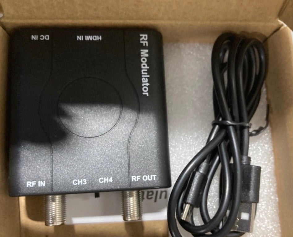 HDMI to RF Modulator, HDM61 VHF HDMI to RF Converter Adapter for TV NTSC Format Output, 1080P PLL Control for Home TV Game Console