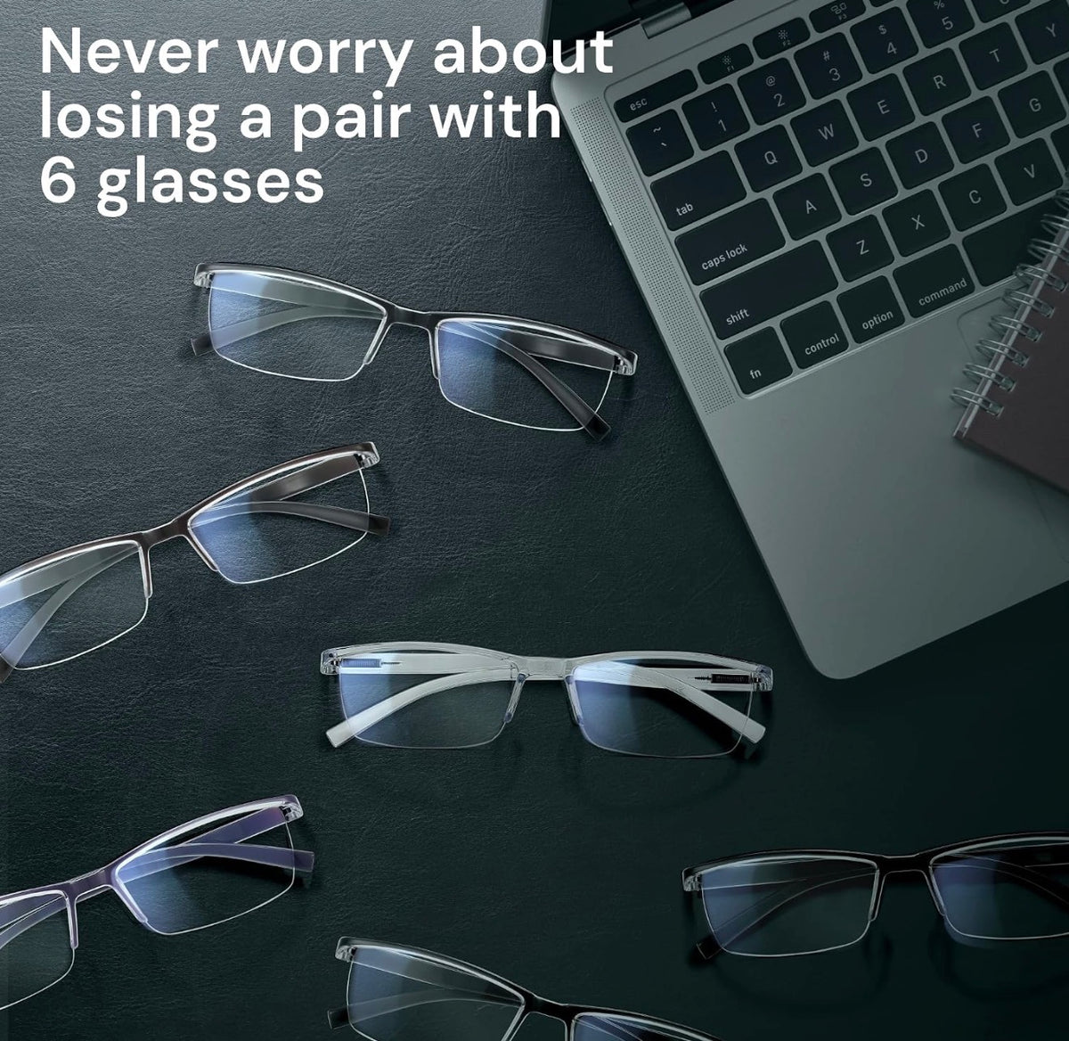 Gaoye Executive Style Reading Glasses Men - Durable Readers with Blue Light Filtering- Comfortable Fit with TR90 Frames - 6 Pack, 2.0x
