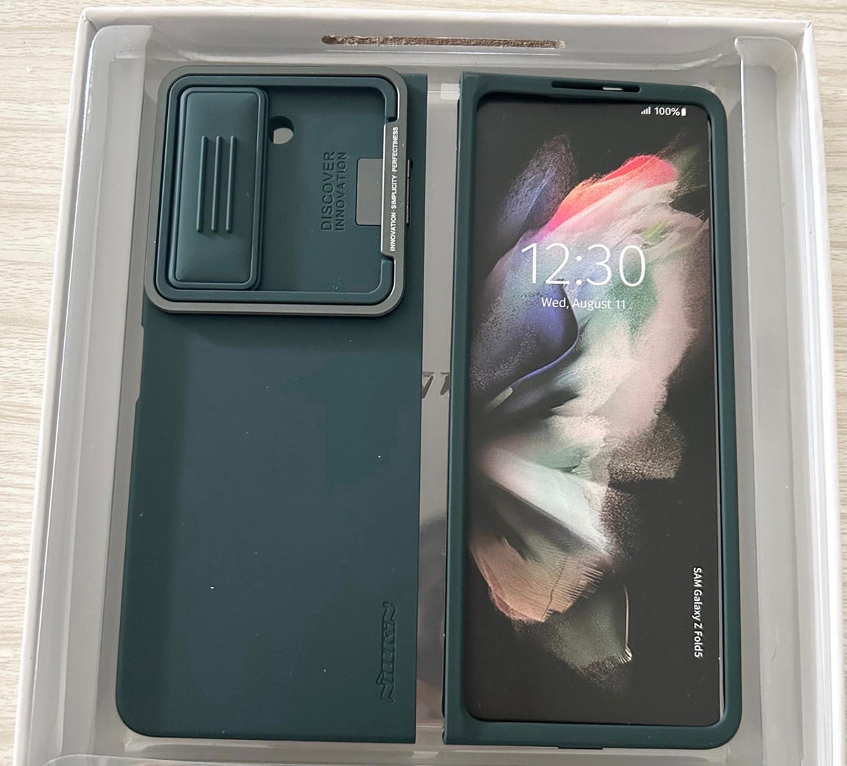 Nillkin - Samsung Galaxy Z Fold 5 Case with Metal Kickstand [Slide Camera Cover] CamShield Silky [Liquid Silicone ] Case for Galaxy Z Fold 5 5G Slim Pockets Fit Protective Case Green