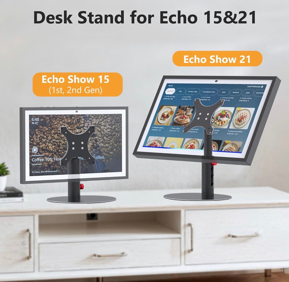 Laivli Form Factor Desk Tilt Stand Compatible Devices Show 15 (1st, 2nd Gen), Show 21 - Black Matte