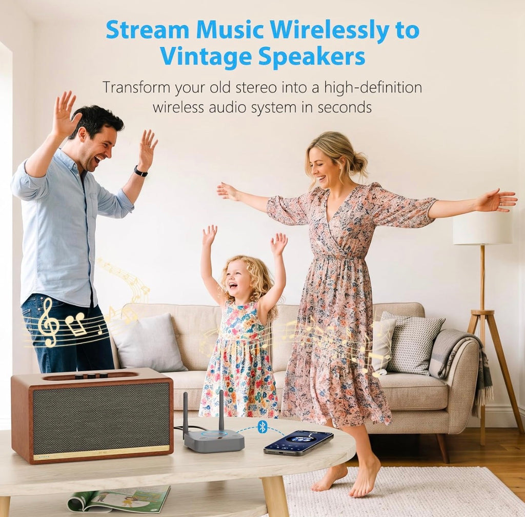 B06Pro Bluetooth 5.3 Receiver for Home Stereo, Hi-Fi Audio Adapter
Long Range, aptX HD Low Latency, AUX RCA Optical Coaxial, Wireless Music Streaming from Your Phone to Old Stereo Systems