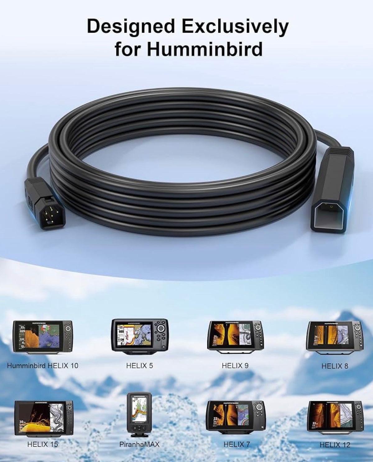 10FT Transducer Extension Cable Compatible with Humminbird Helix Fish Finders