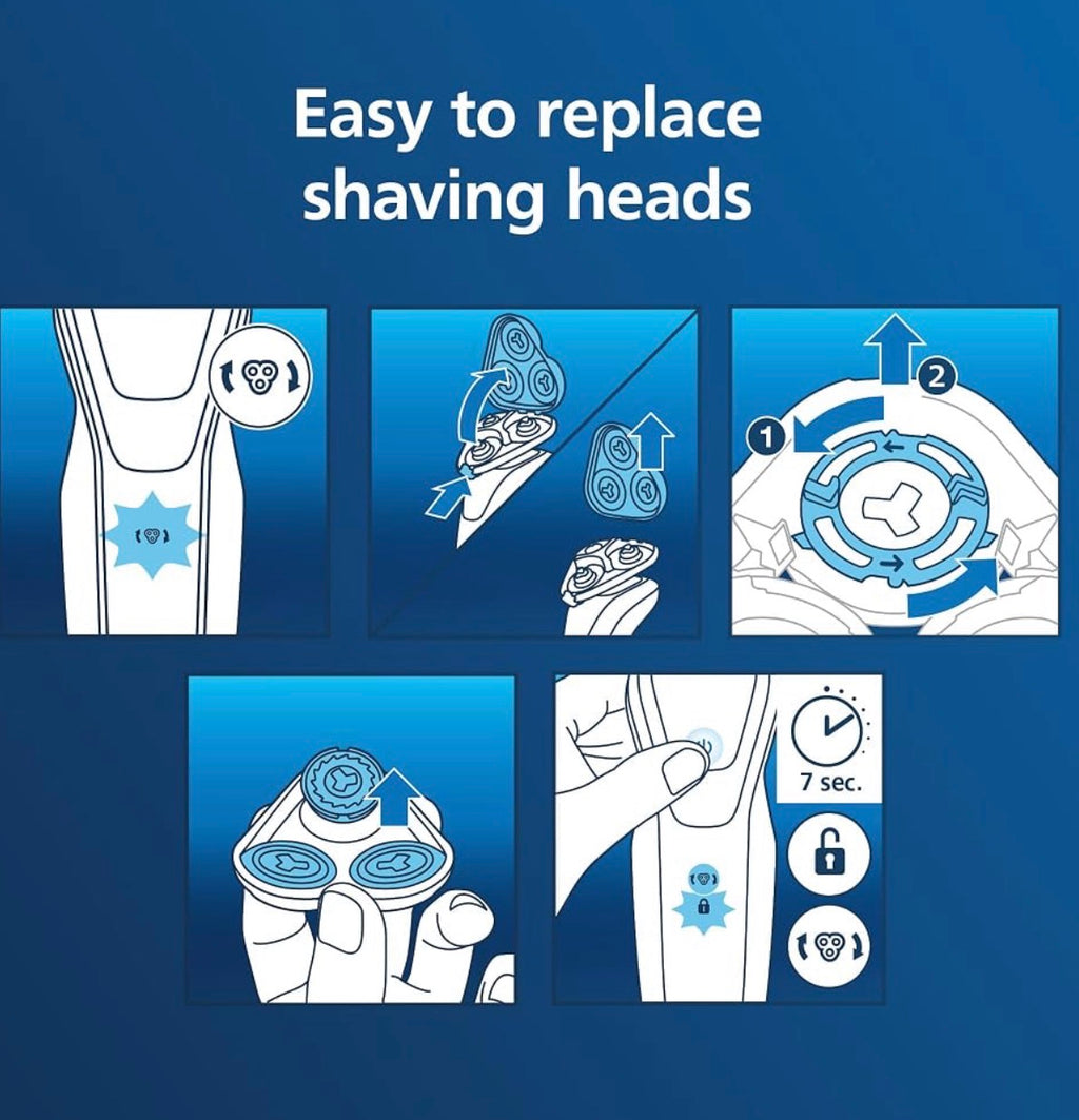 Philips Norelco Genuine Replacement Heads, 3 Count, 27 Self Sharpening PowerCut Blades, Compatible with Series 1000 - 3000, SH30/52