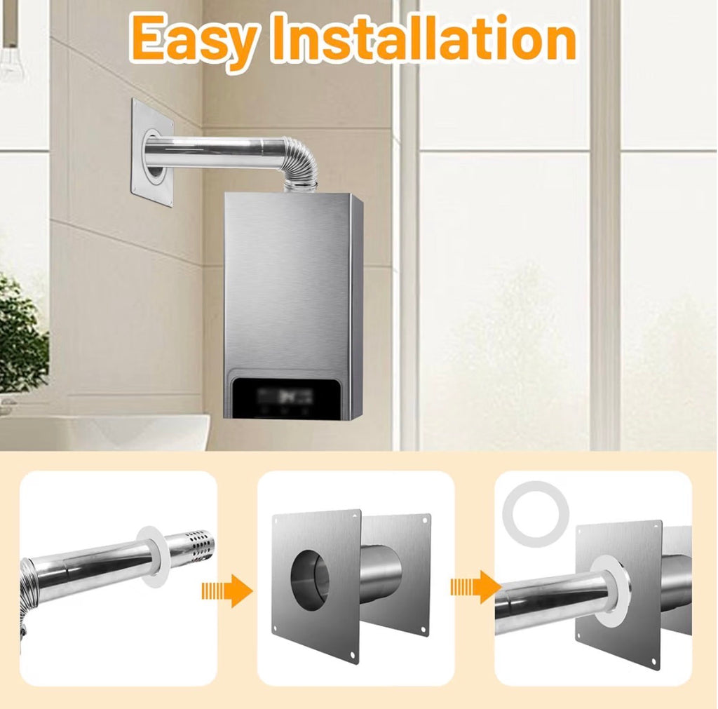 3.15" Stainless Steel Vent Wall Thimble, Extendable Length from 3.94" to 7.48" for Indoor Gas Tankless Water Heaters