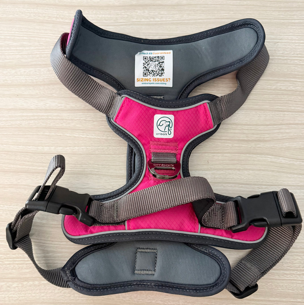 Embark No Pull Dog Harness, Reflective Adjustable Training Vest, No Choke Adjustable straps fit all dog breeds with sturdy hooks; 360° reflective trim, soft padded Harness Design for All Dogs - Hot Pink