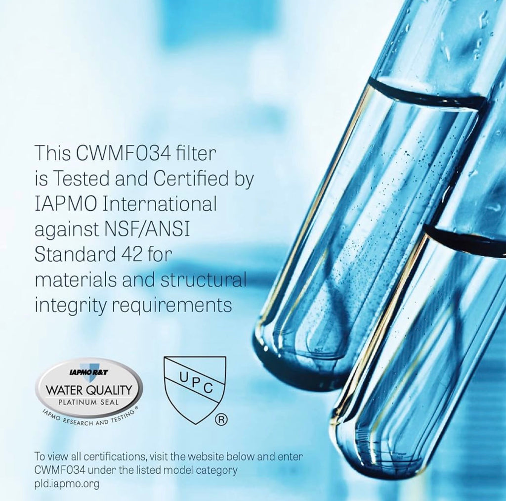 XWF Water Filter, Not XWFE, 2 Pack, Activated carbon, NSF/ANSI 42 certified by IAPMO, reduces chlorine taste, 200 gallons or 6 months, tool-free push-in