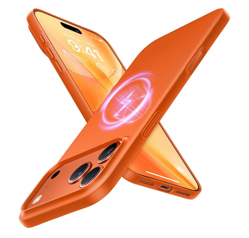 TORRAS Magnetic Slim Fit for iPhone 17 Pro Case Thin, Glossy Orange, Fit for MagSafe, Matte Hard Bayer PC Material, 6.3 in OriginFit, Anti-scratch, Ultra Slim Lightweight Protective Hard Cover