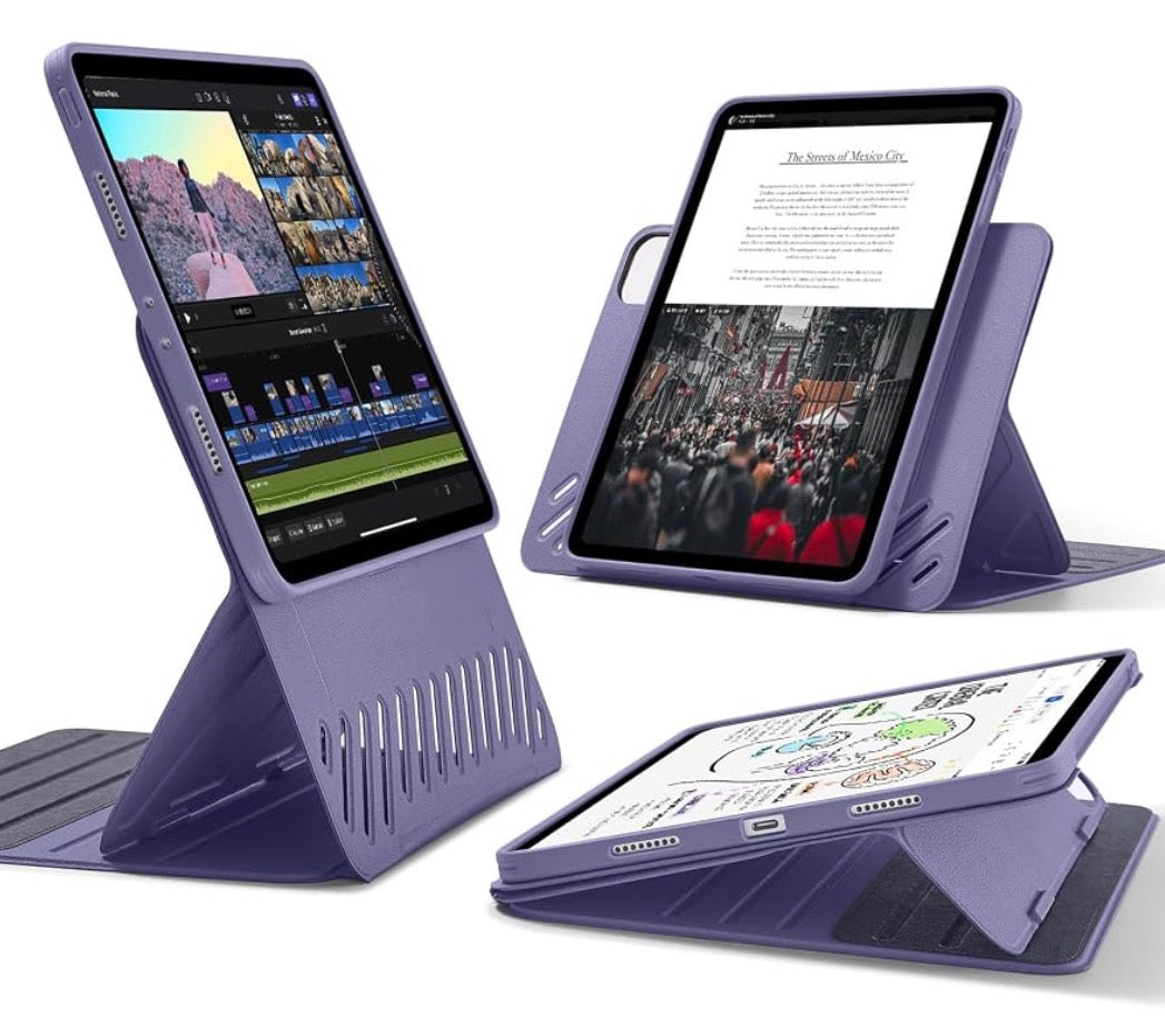 ESR for iPad Pro 11 Inch Case (4th/3rd/2nd/1st Gen), Purple, Removable Magnetic Cover with Apple Pencil Charging & Storage, Adjustable Portrait/Landscape Stand, 9 Standing Angles