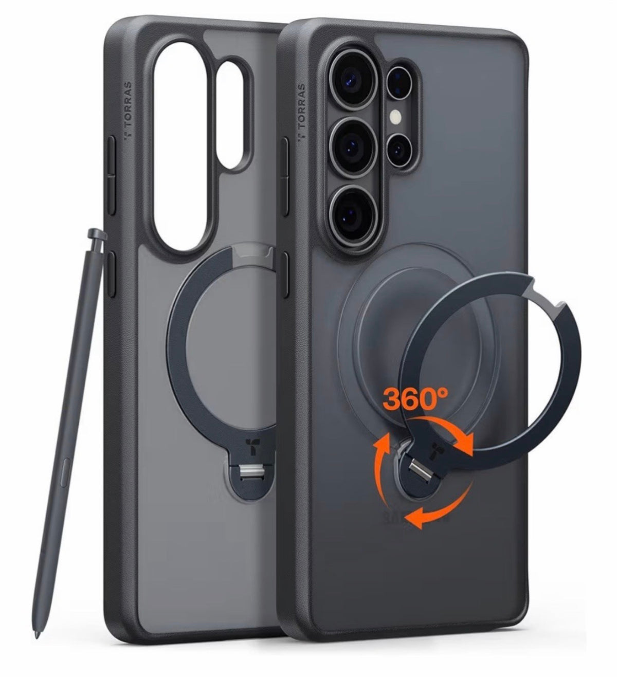 TORRAS - Q3 Spin for Samsung Galaxy S26 Ultra Case with 360 Magnetic Stand, Compatible with Magsafe, 4X Military-Grade Shockproof S26 Ultra Phone Case with Kickstand, Translucent Frosted Black