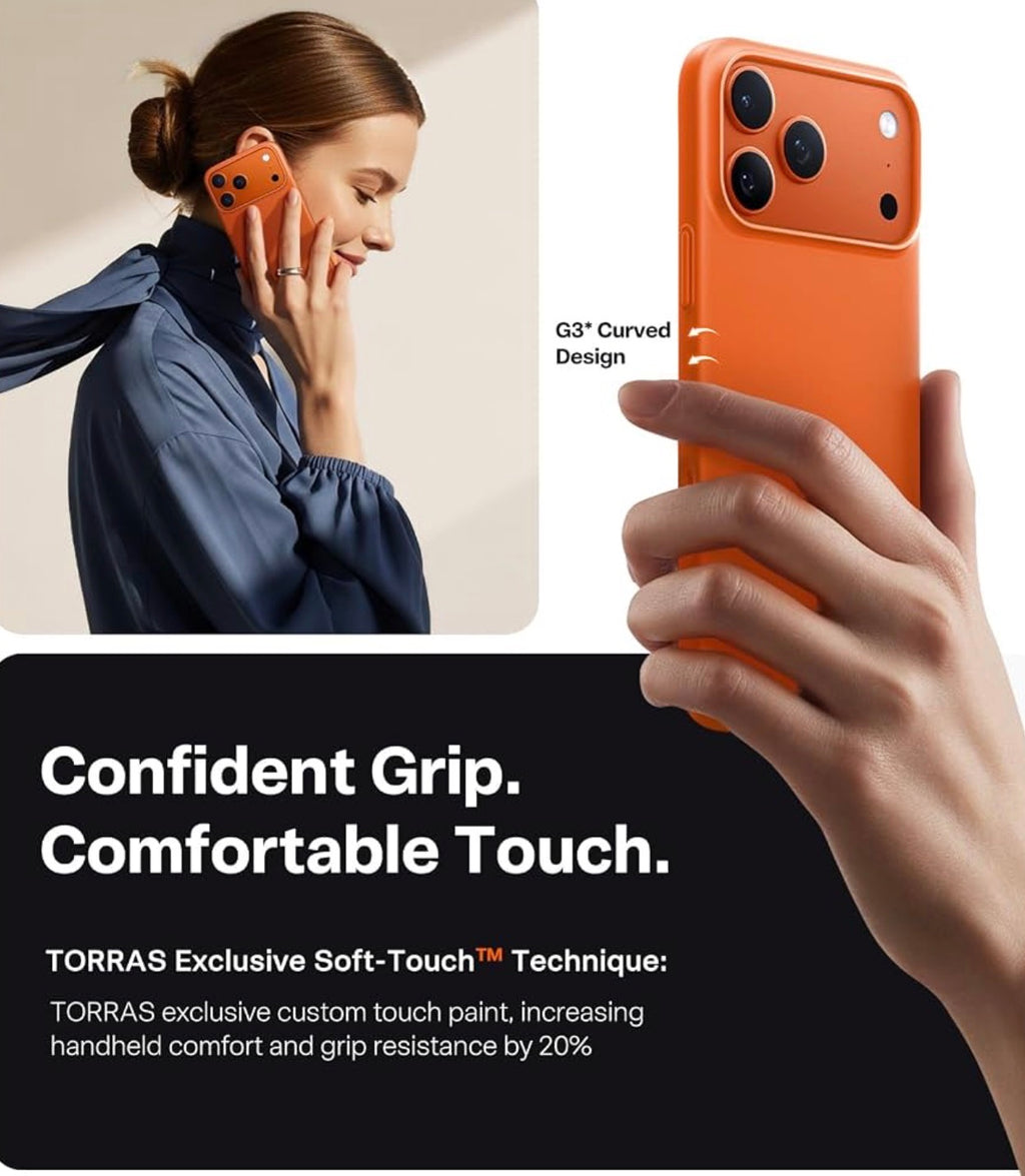 TORRAS Magnetic Slim Fit for iPhone 17 Pro Case Thin, Glossy Orange, Fit for MagSafe, Matte Hard Bayer PC Material, 6.3 in OriginFit, Anti-scratch, Ultra Slim Lightweight Protective Hard Cover