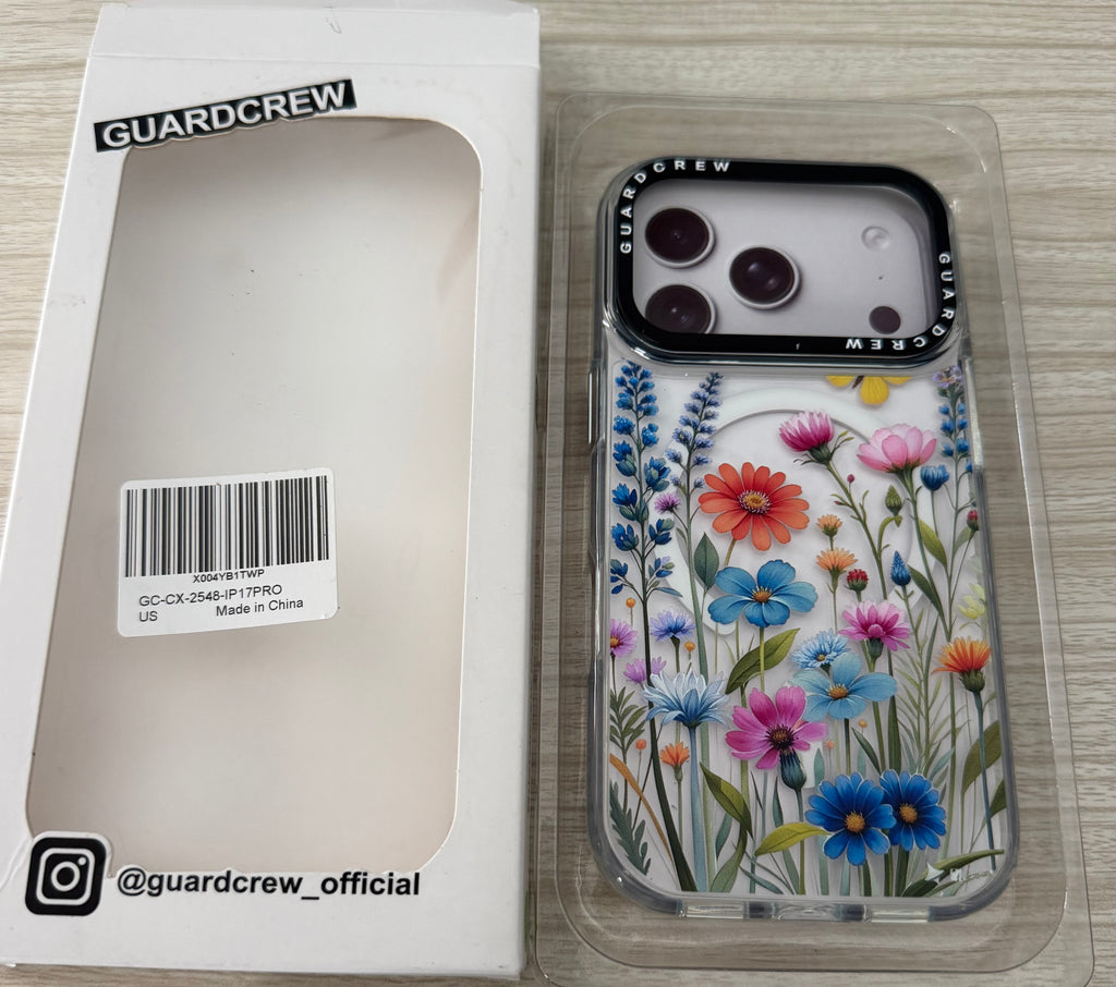 Magnetic Case for iPhone 17 Pro, [Butterfly with Wildflowers] Design for Women, [11FT Military-Grade Drop Tested] Compatible with Mag-Safe, Slim Shockproof Aesthetic Cover, 6.3"