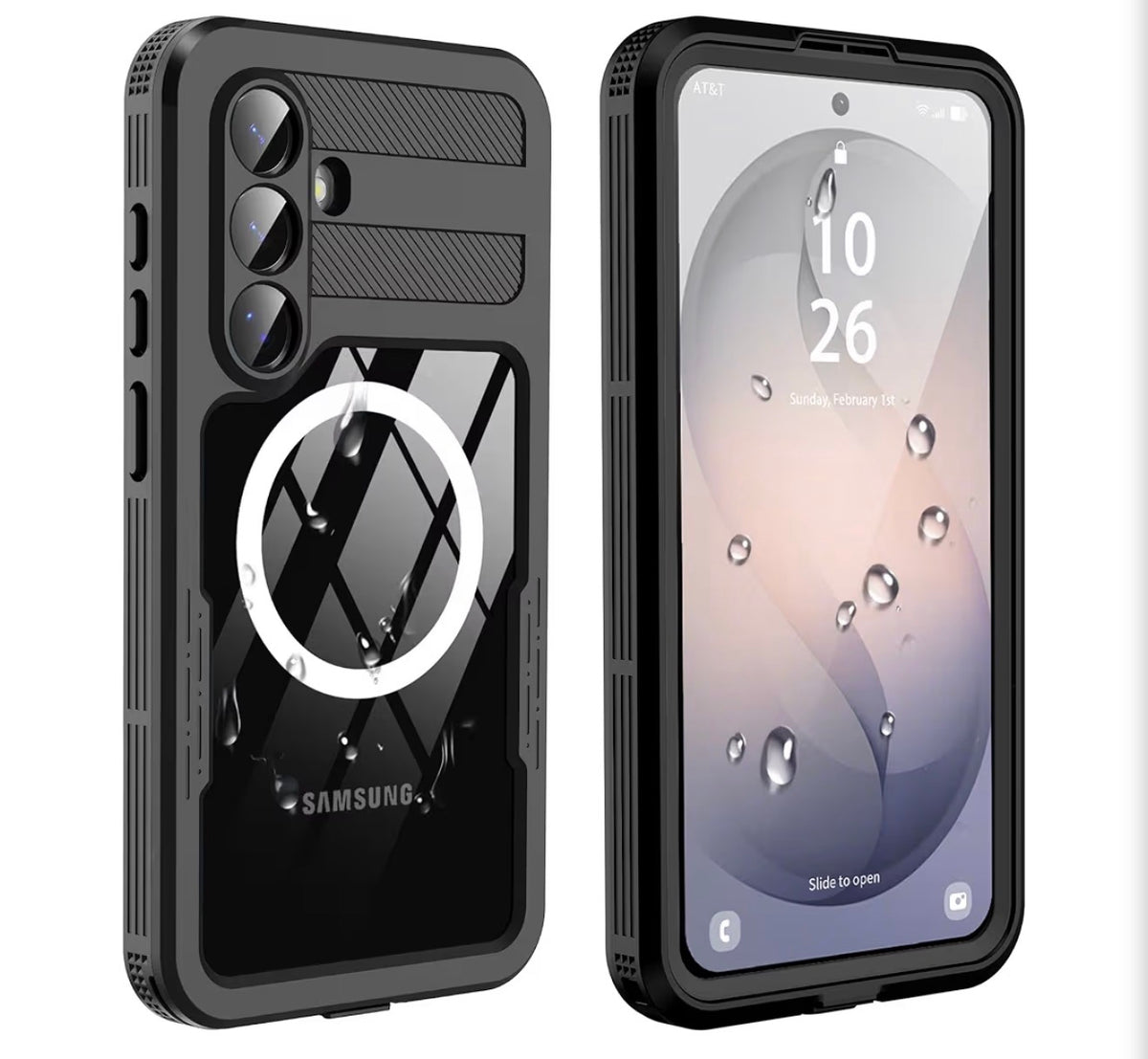 for Samsung Galaxy S26 Case Waterproof, Galaxy S26 Case with Built-in Screen & Lens Protector, Shockproof Full Body Protection Phone Case, Compatible with MagSafe/Wireless Charging, Black