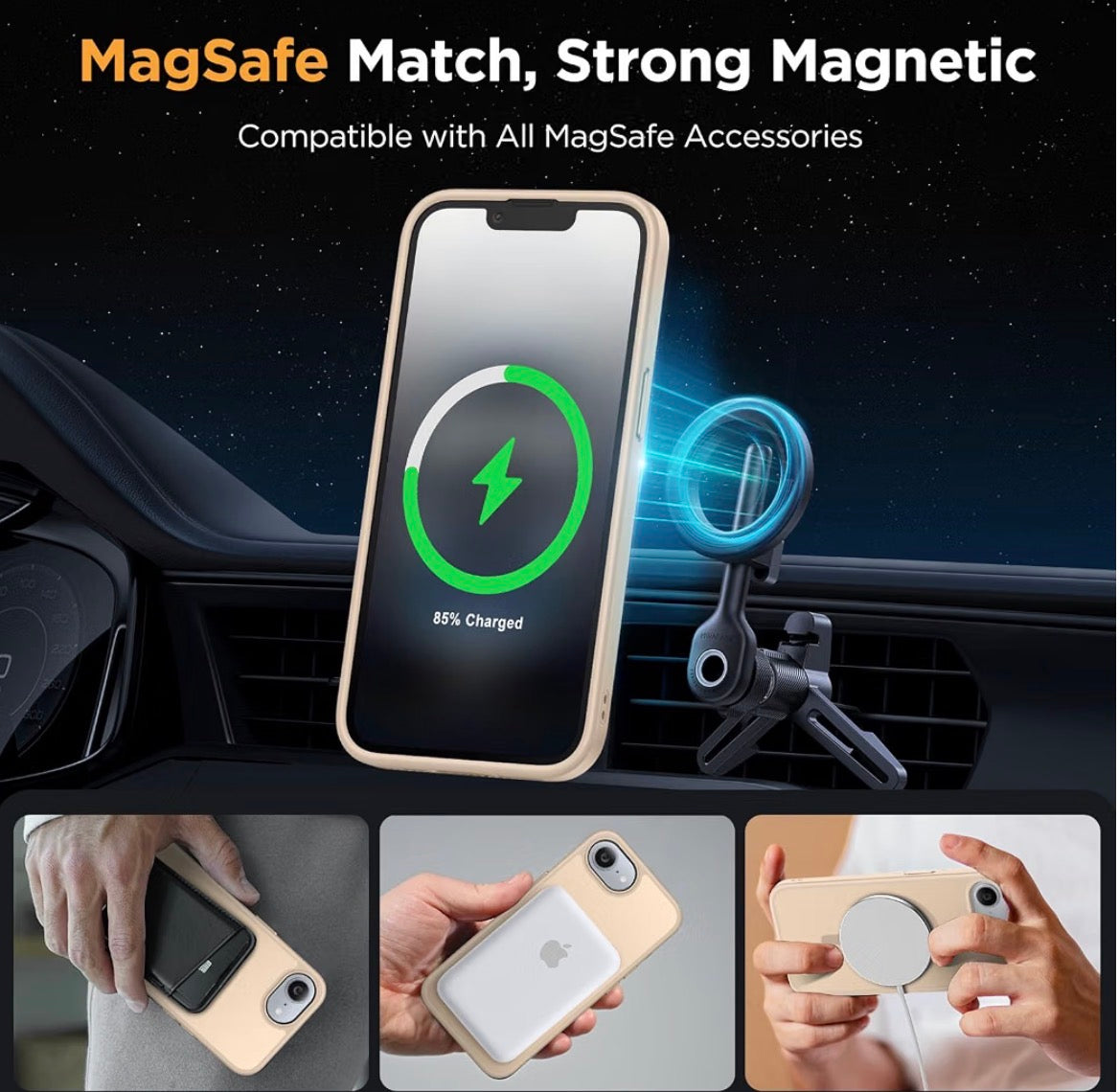 Miracase for iPhone 16e case & iPhone 17e Case for MagSafe [with 2×9H+ Screen Protectors] TOP Military-Grade Protection Shockproof with Velvet Touch for iPhone 16e/17e Phone Case 6.1", Matte Beige