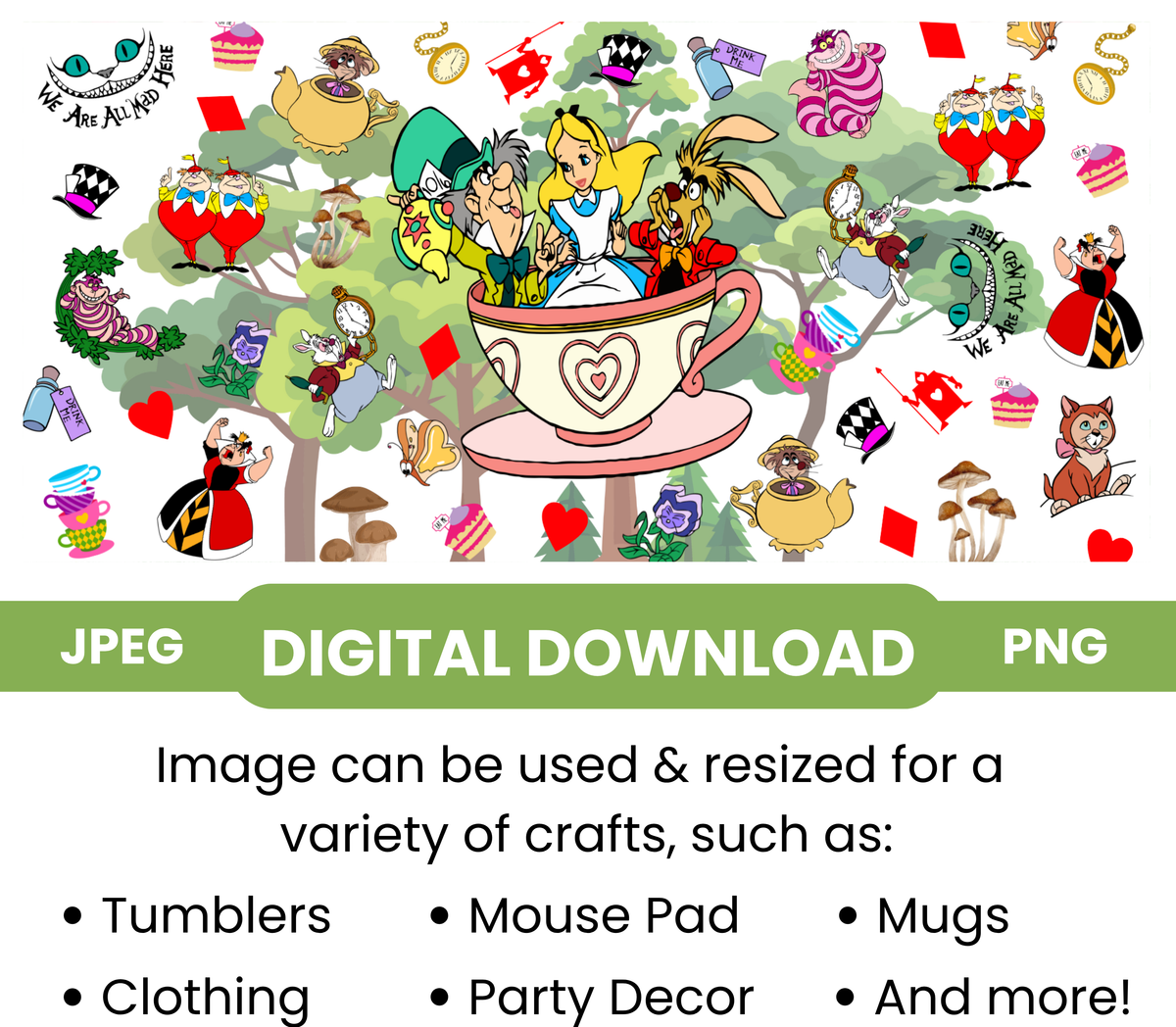 Alice in Wonderland "Wonderland Tea Cup" Digital Download - PNG & JPEG Format