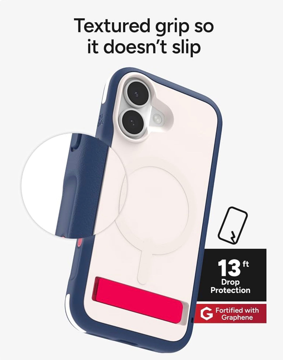 ZAGG Sedona Snap Case with Kickstand for iPhone 17 - Red Light Yellow & Blue, Drop Protection (13ft/4m), Multi-Layer Protection, with Camera Button, MagSafe Phone Case with Impact-Absorbing Bumpers